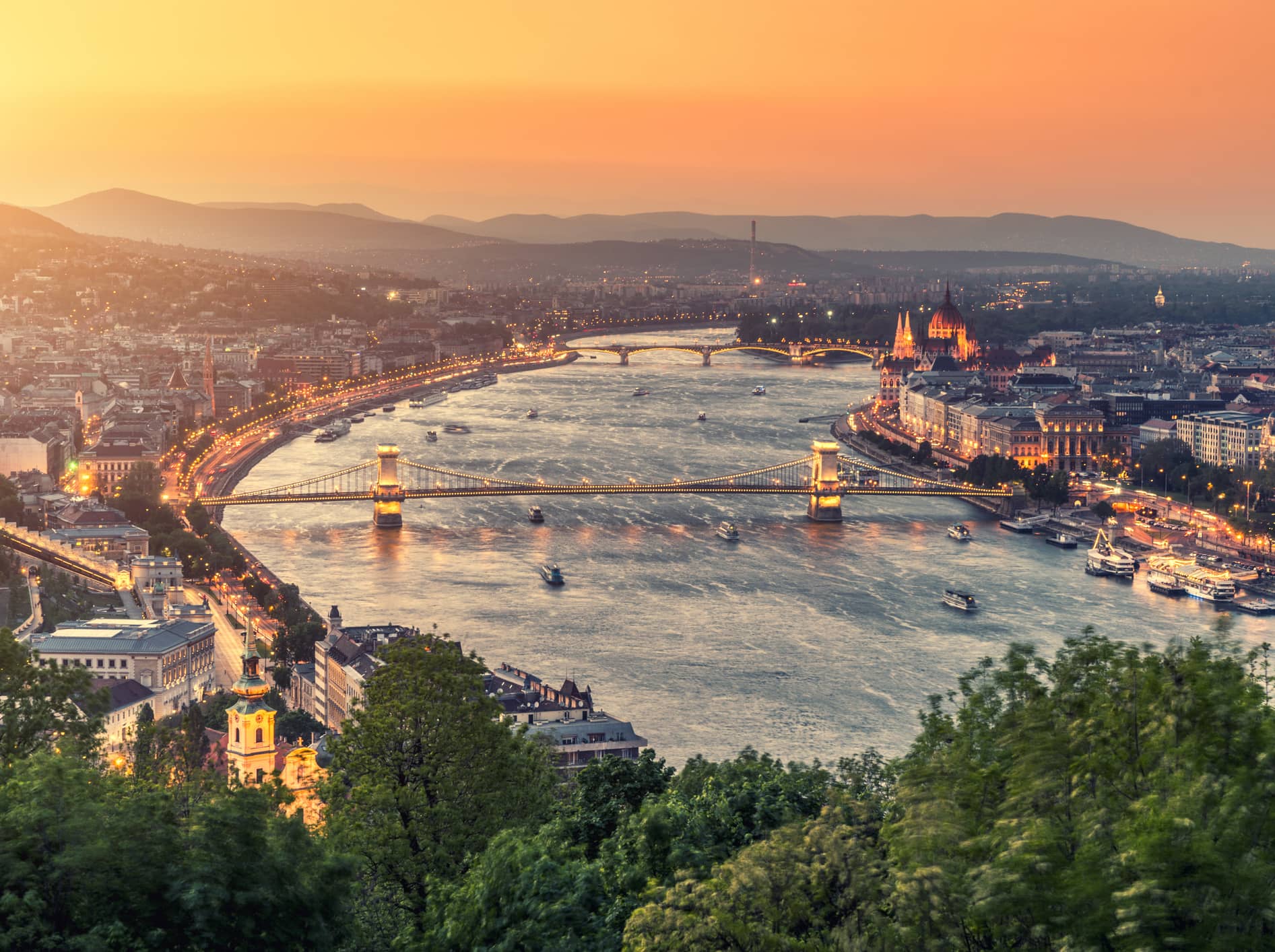  Sail down the Danube River at sunset.  
