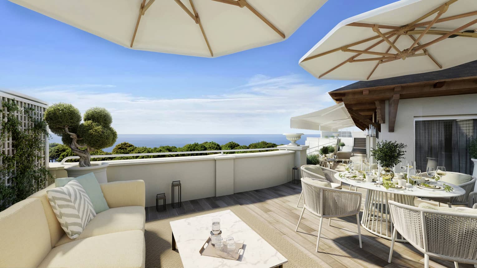 Penthouse Suite terrace with sea views at Grand-Hotel du Cap-Ferrat, A Four Seasons Hotel