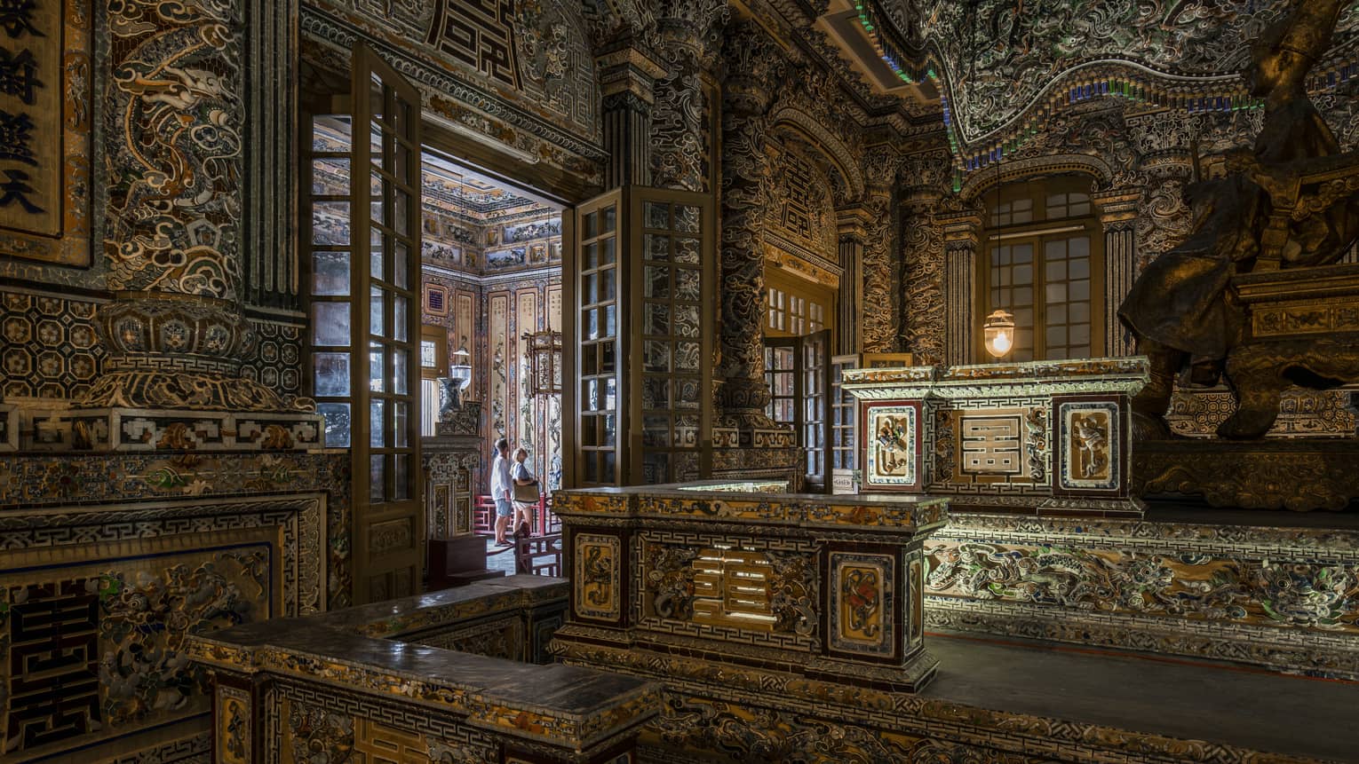 The ornate interior of Hue City - Khai Dinh Tomb