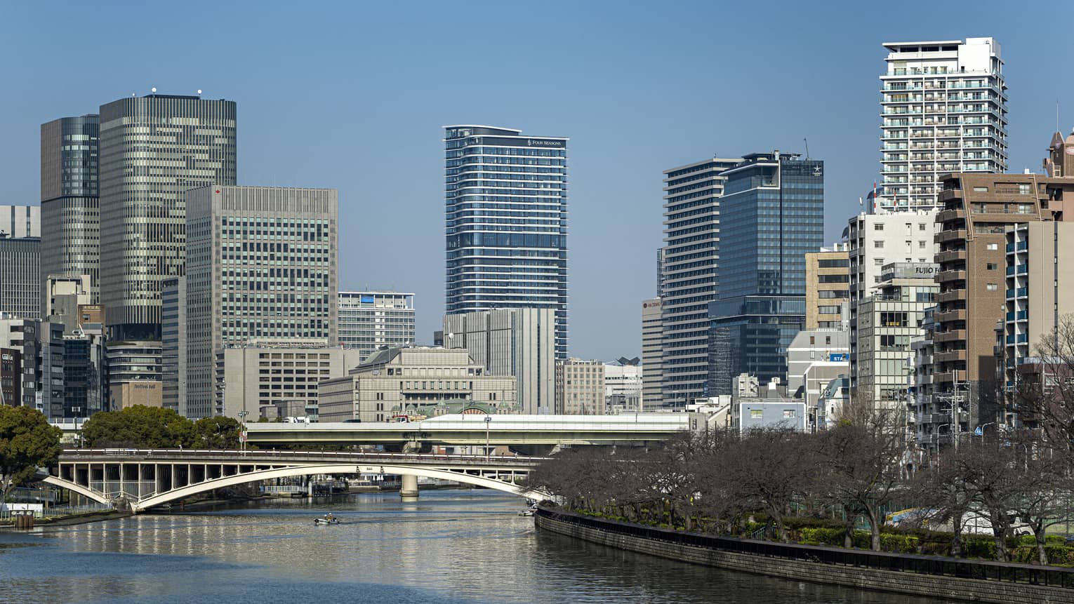 Osaka city and river view