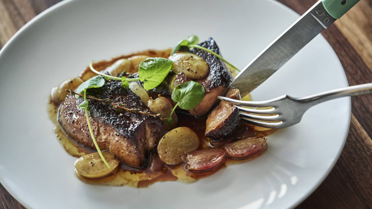 Pan-seared Foie Gras with Grapes, Cider and Verjus