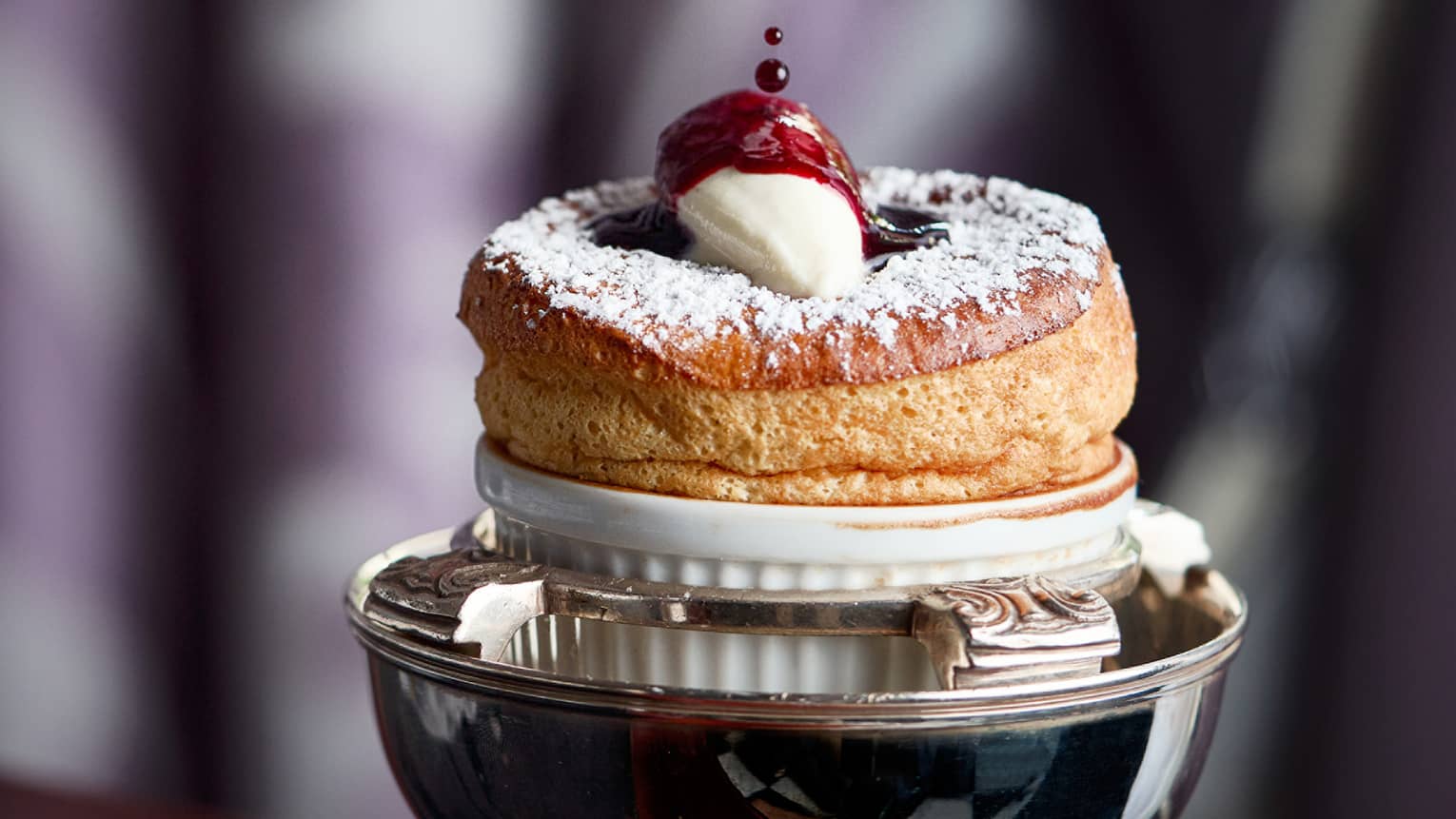 Souffl� with a berry compote.