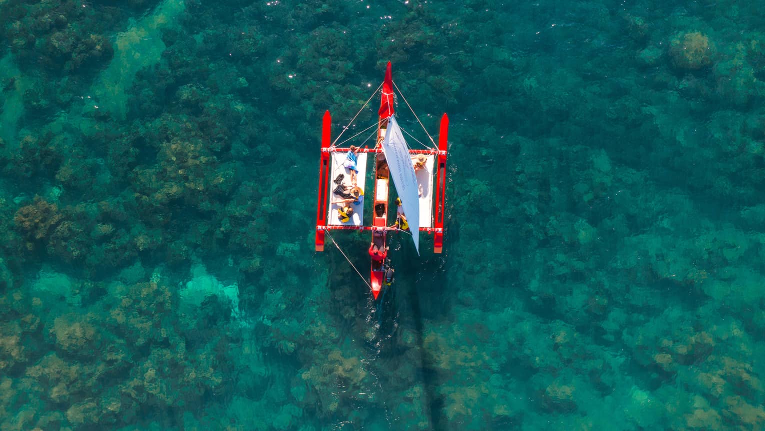 traditional Hawaiian boat from above