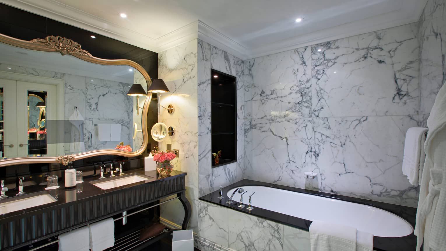 Black and white marble bathroom