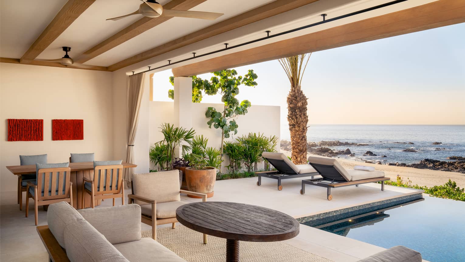 Luxury casita suite terrace with plunge pool and view of the ocean at Four Seasons Resort Cabo San Lucas
