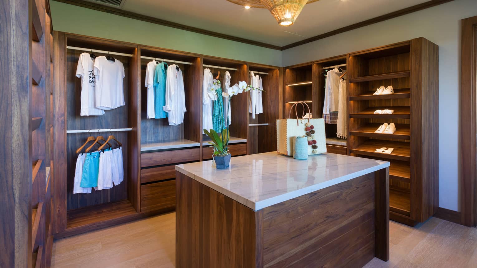Large walk-in closet with island