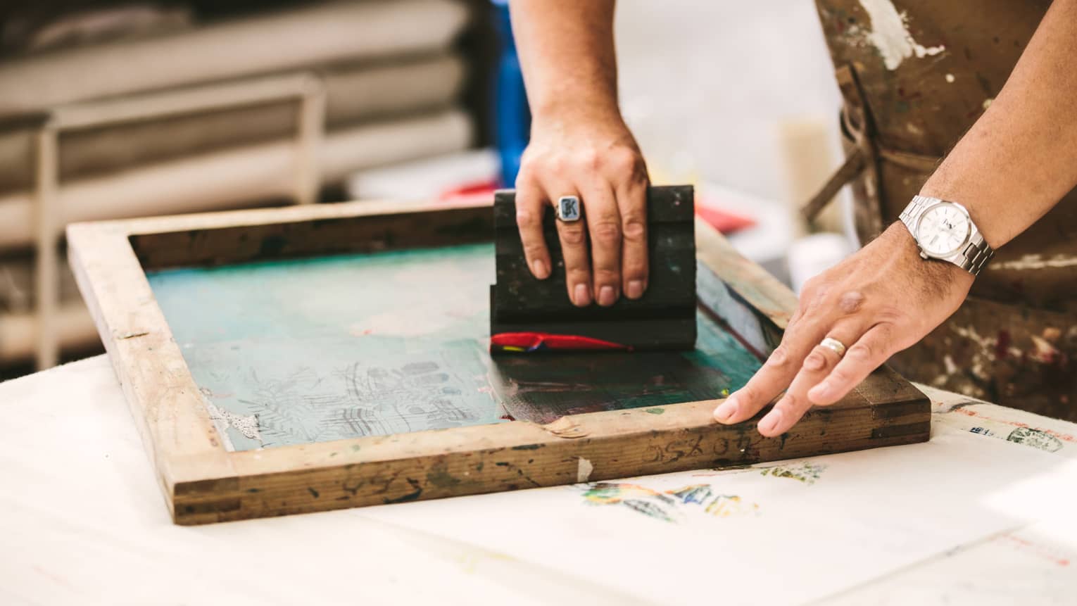 A craftsman doing print art.