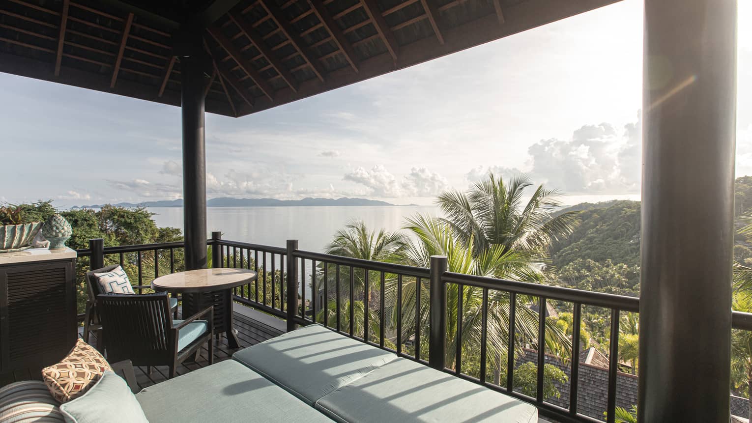 Terrace of private villa overlooking sea in Koh Samui