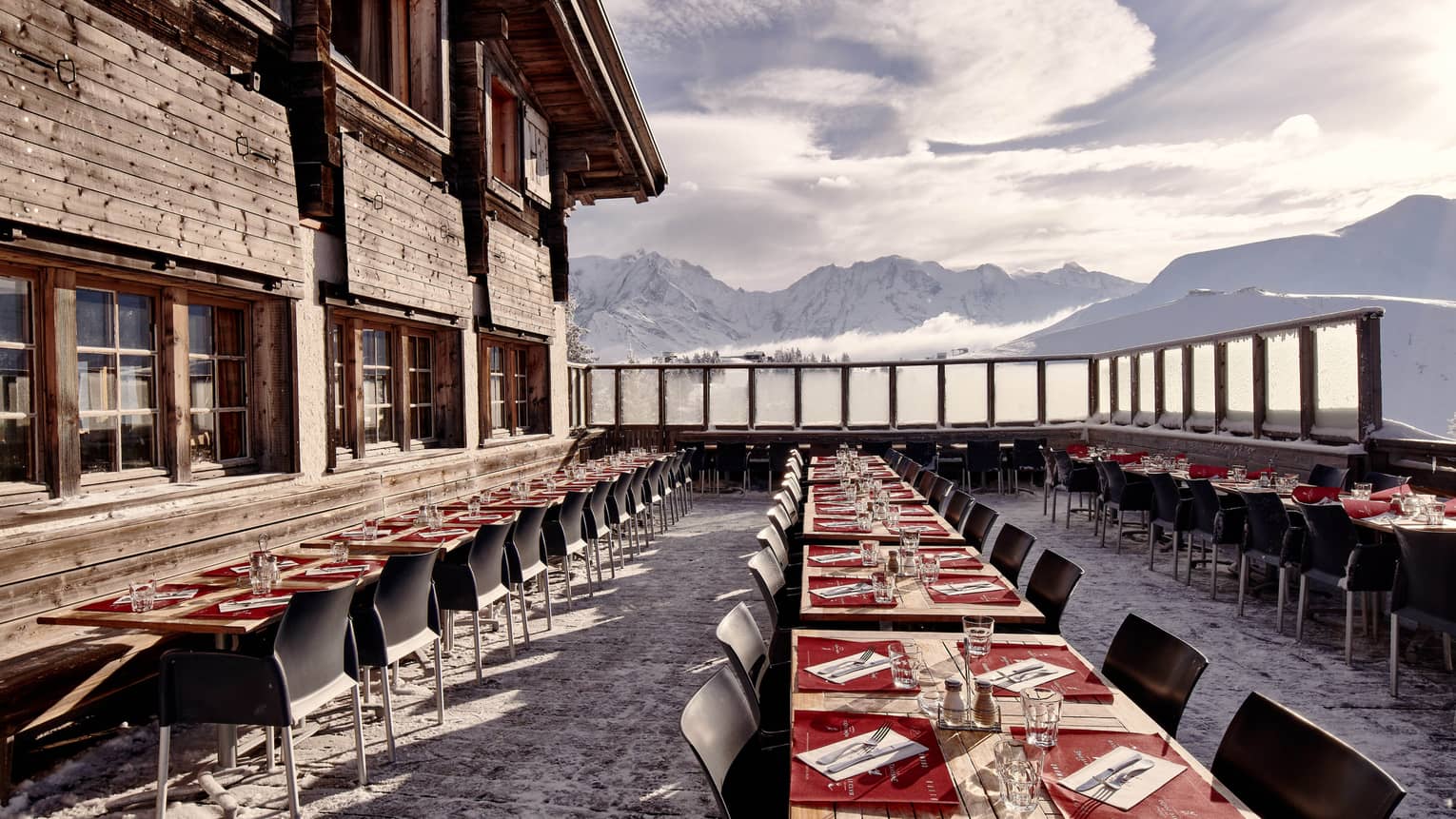 Outdoor terrace of mountain chalet