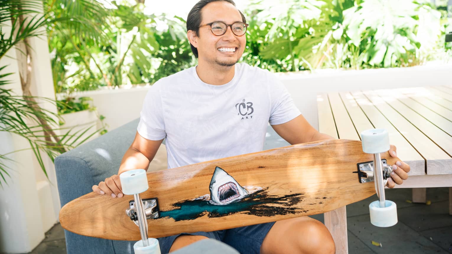 Christian Bendo with skateboard