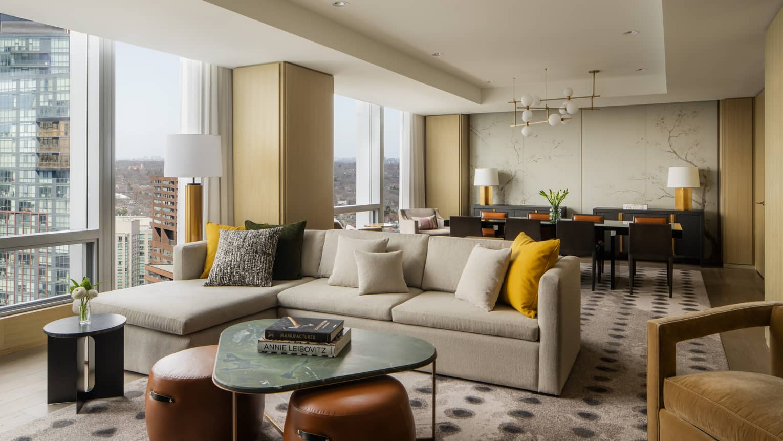 Large hotel suite with living room and dining room at Four Seasons Hotel Toronto