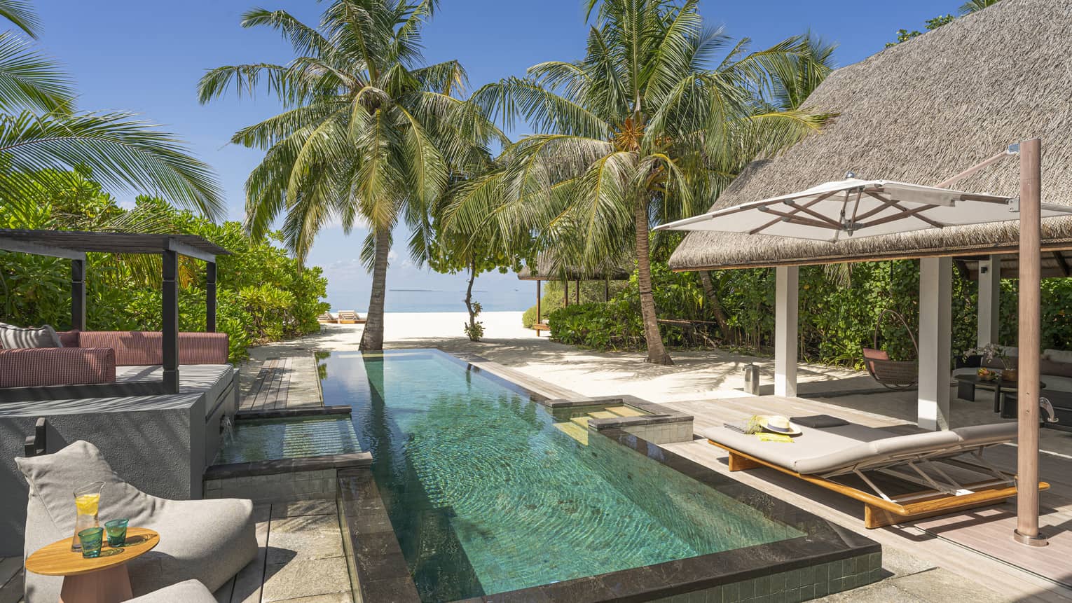 Private pool and lounge deck, with easy access to the beach