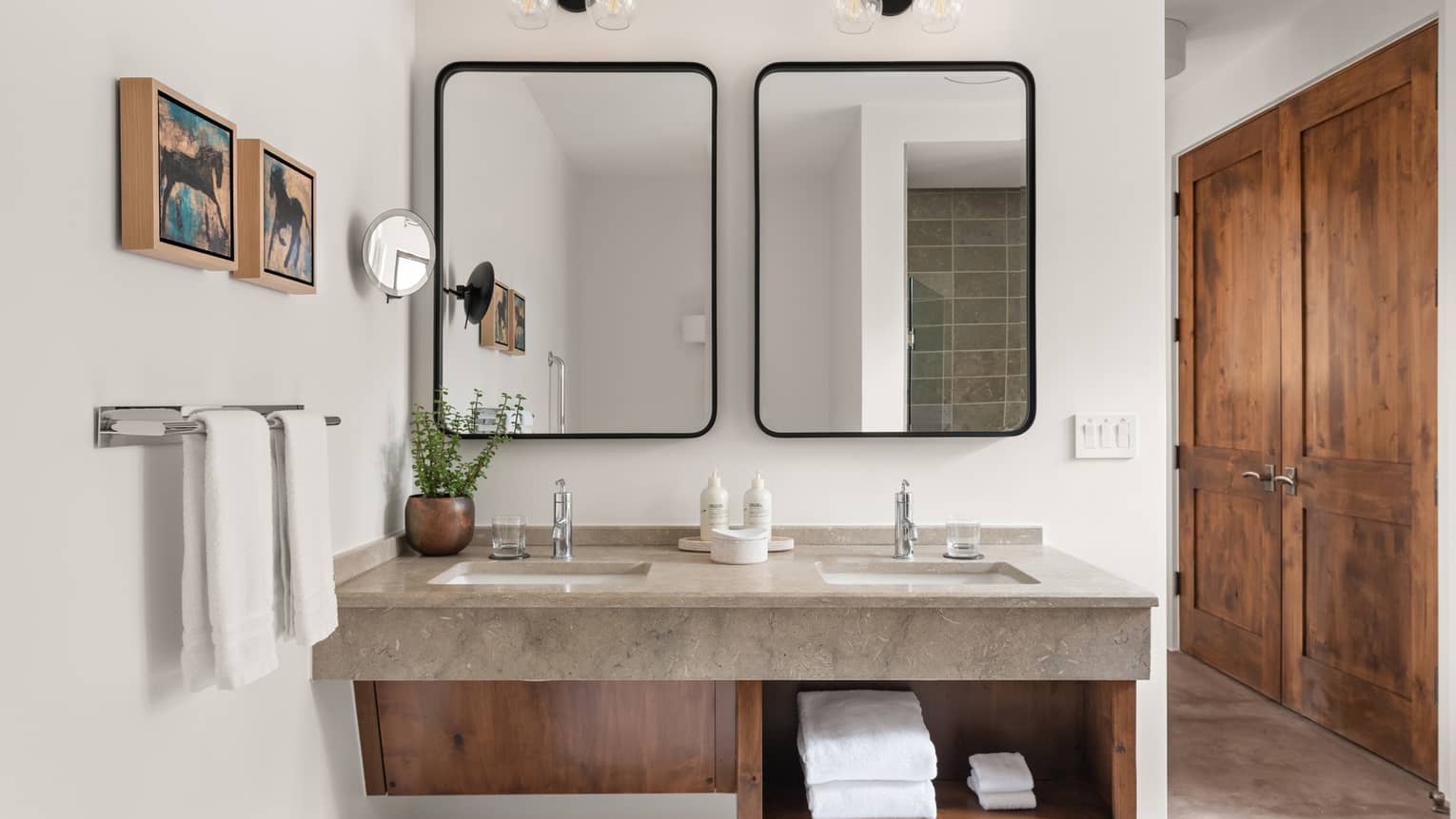 Bathroom with double vanity at Four Seasons Resort Santa Fe