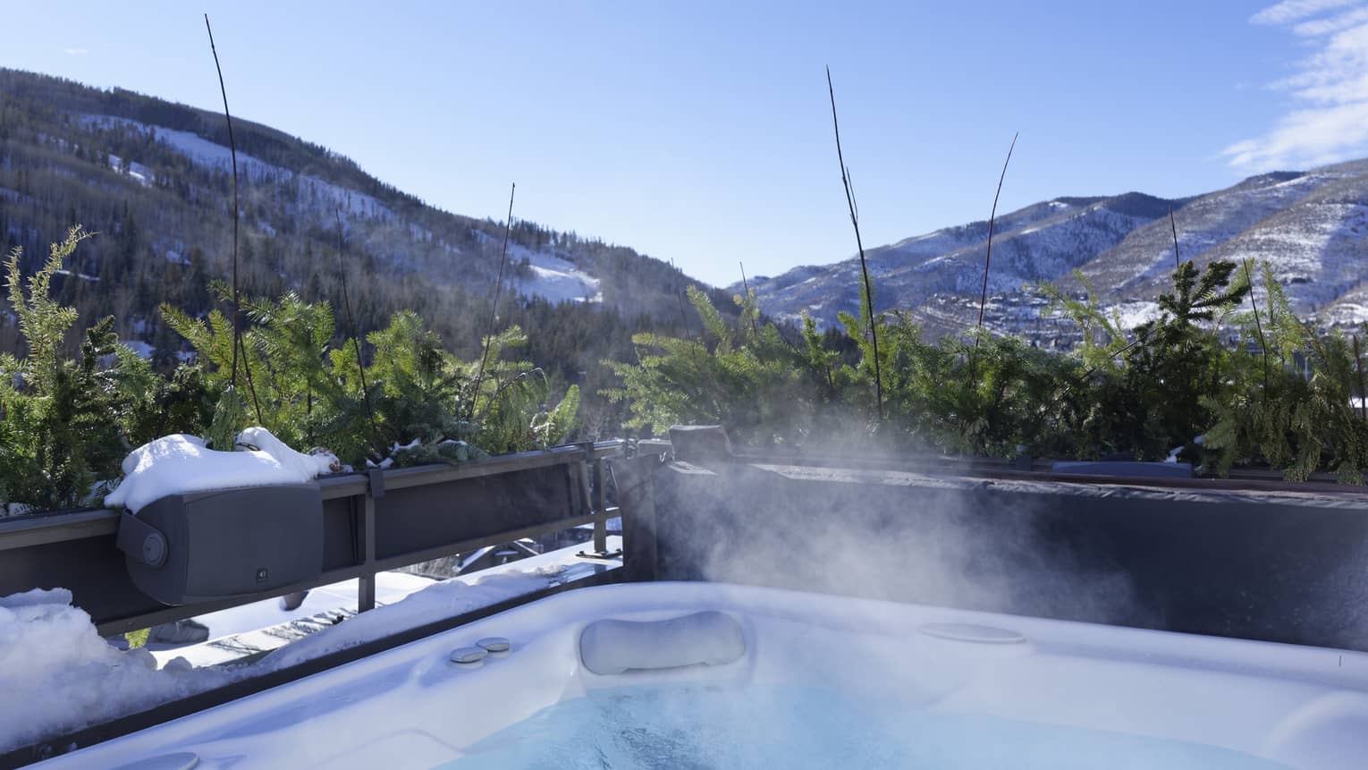 Hot tub with mountain view