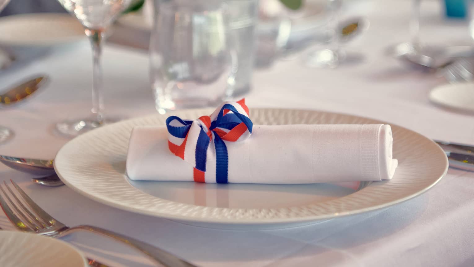 Table setting featuring the French flag