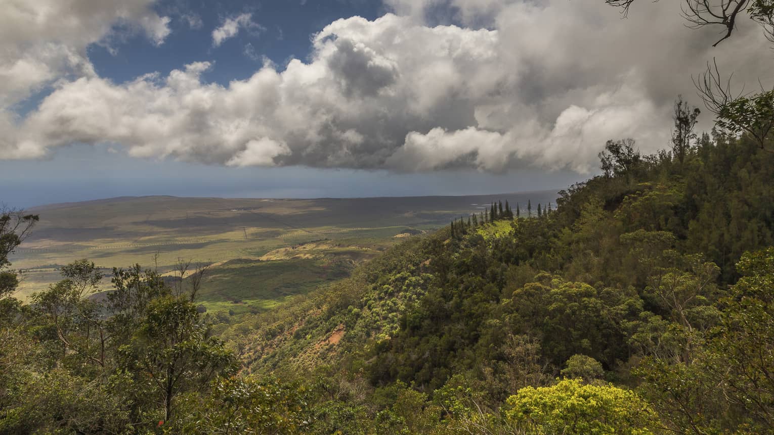 View over green mountains near Four Seasons Resort Hawaii, Lanai at Koele