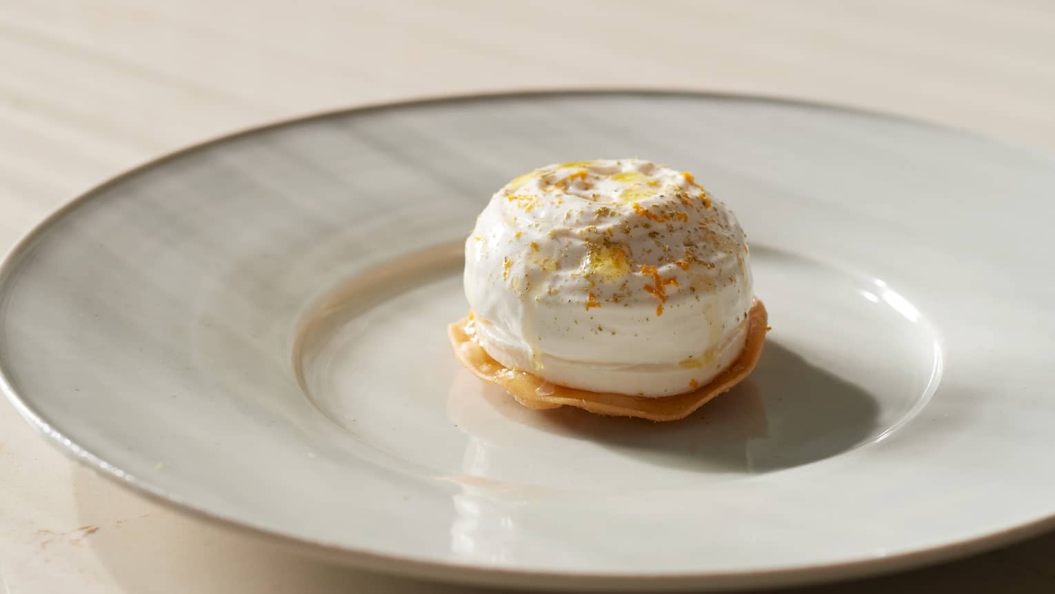Gourmet dessert on white plate