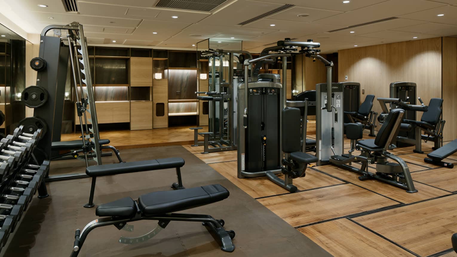 Weight stations, machines in spacious Fitness Centre