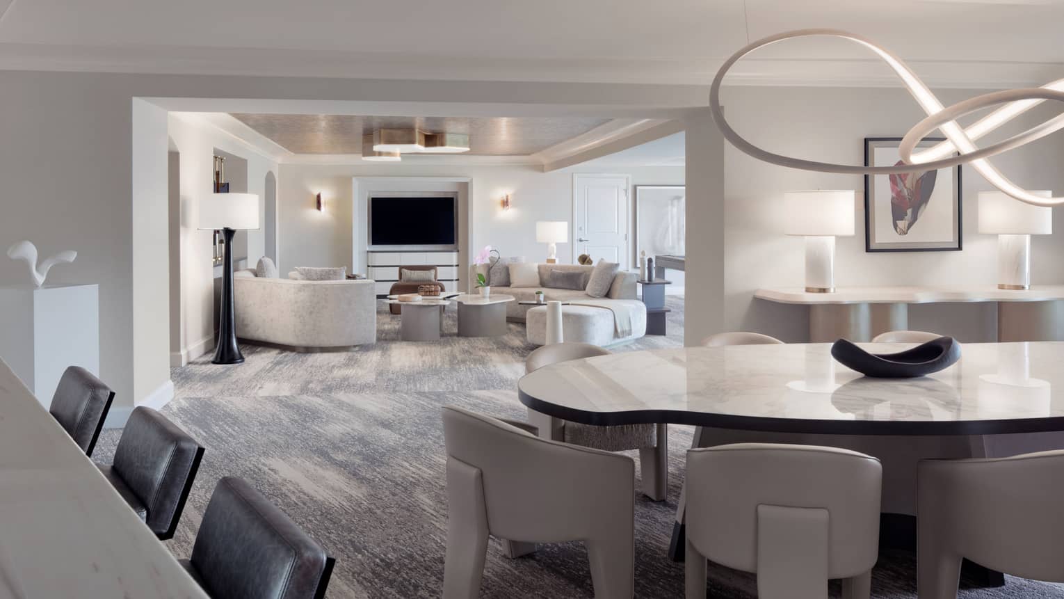 Open floor plan Penthouse Suite dining and living area at Four Seasons Hotel Las Vegas