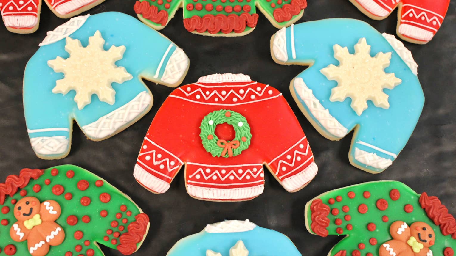 Christmas cookies shaped like sweaters