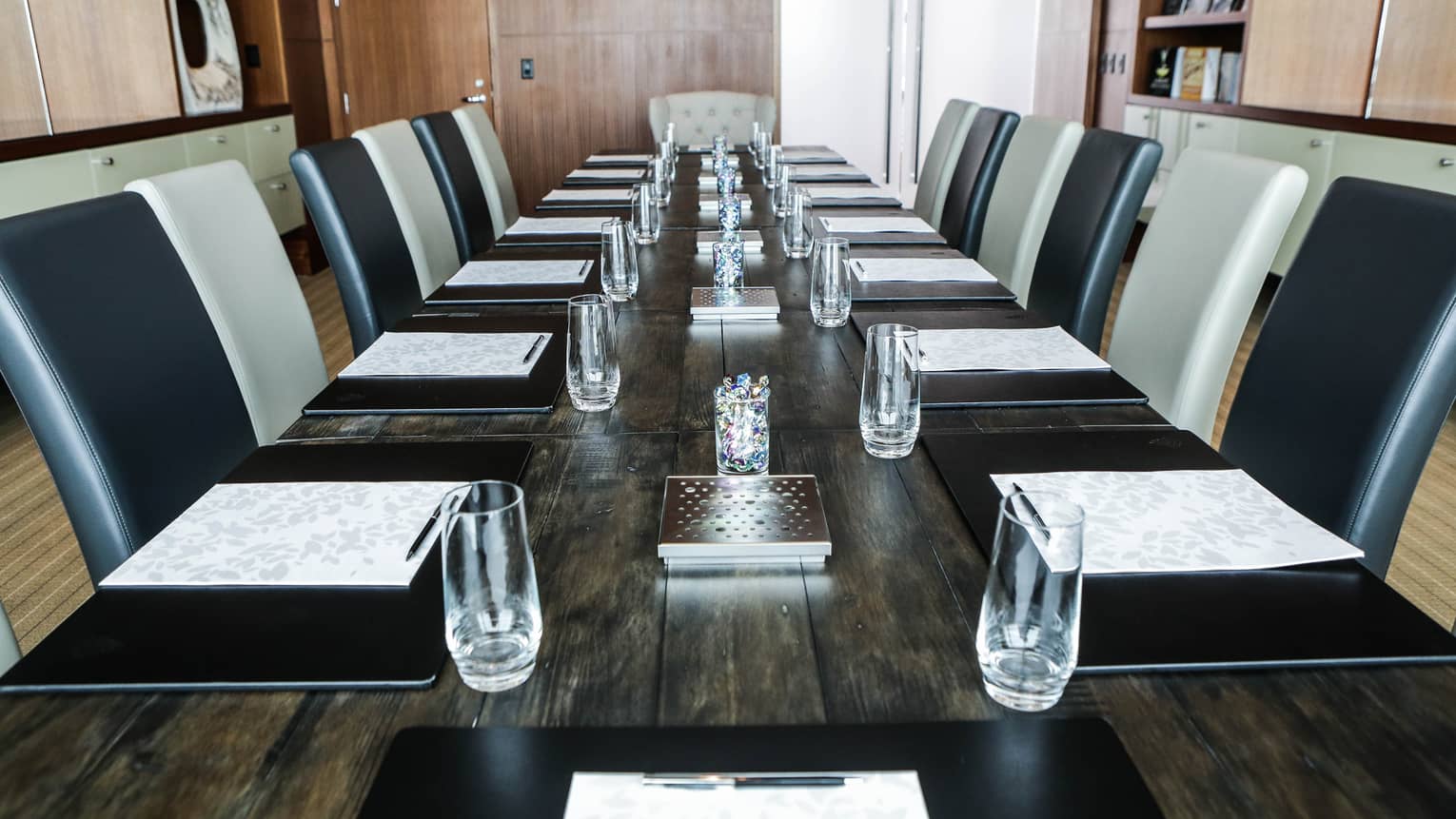 River North boardroom meeting table and leather chairs