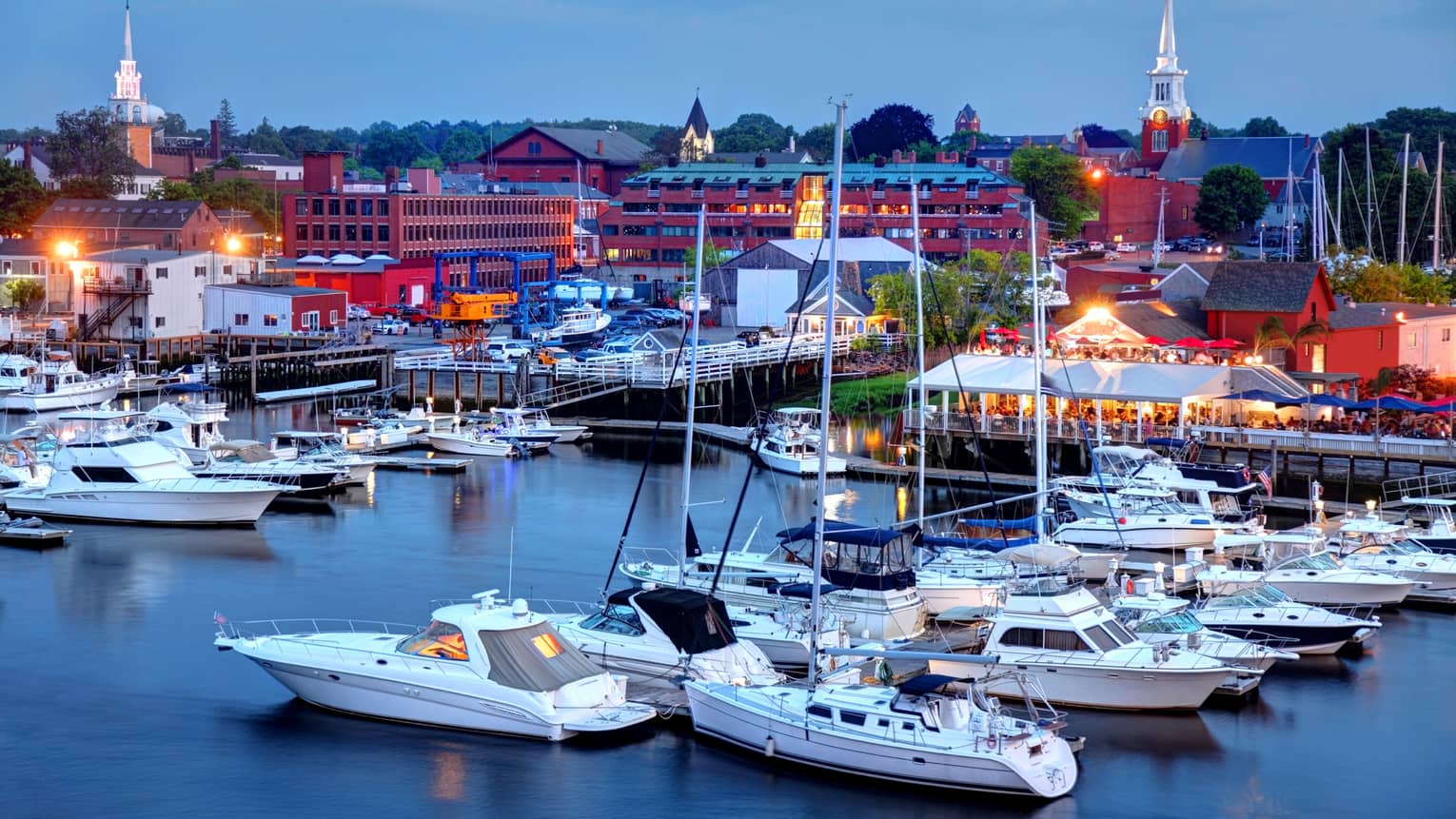 A pier with boats.