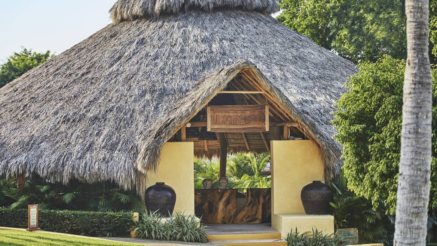 Tamai Garden tiki pavilion exterior view 