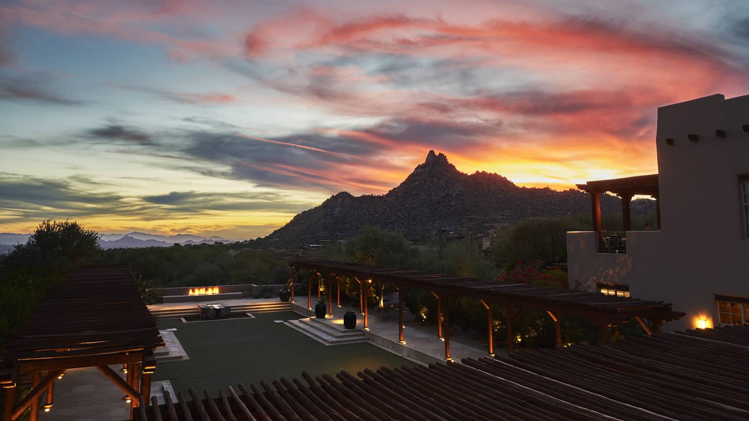 Pink and orange sunset over Scottsdale, Arizona