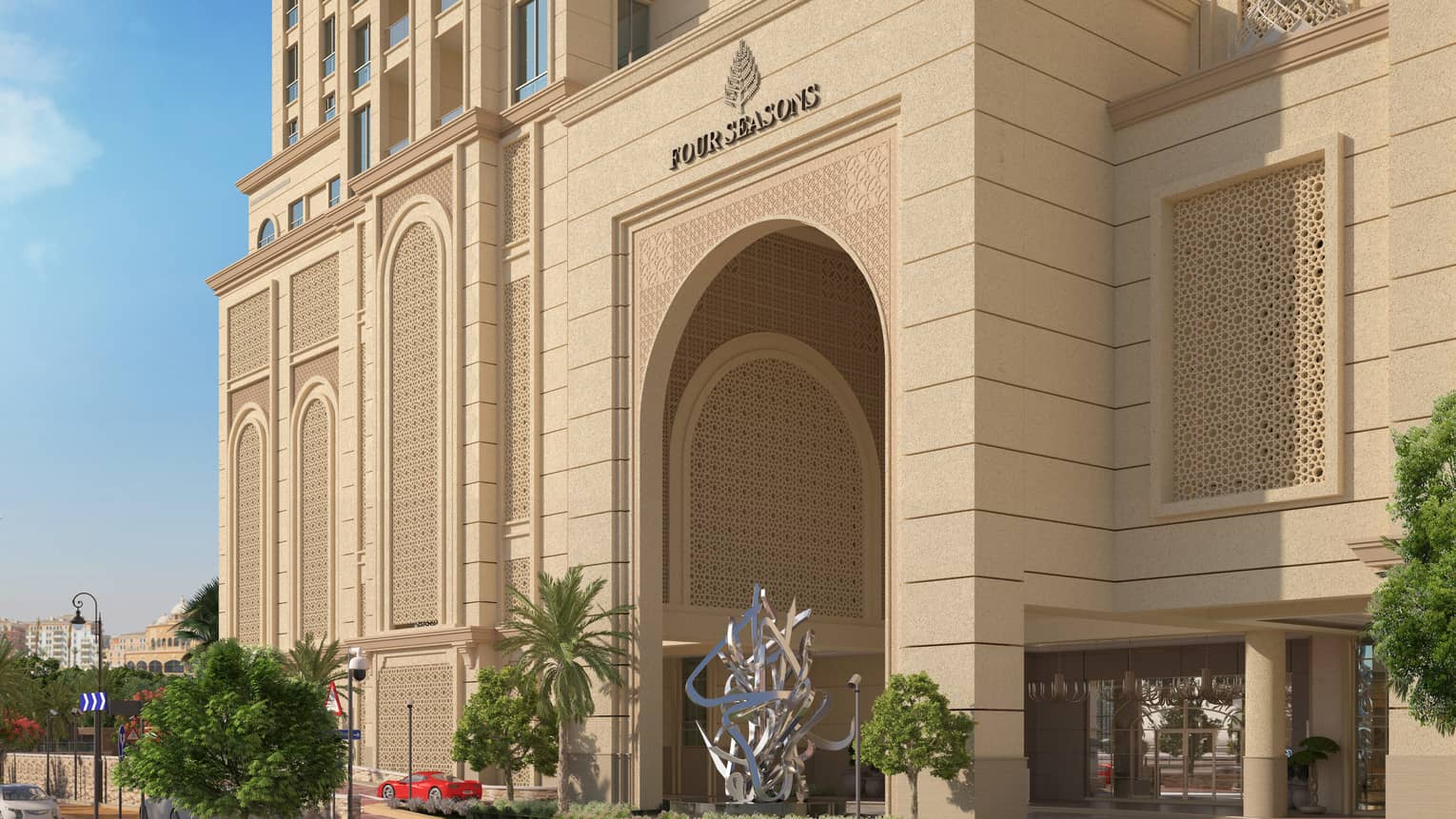 Exterior and entrance of Four Seasons Resort and Residences at The Pearl-Qatar