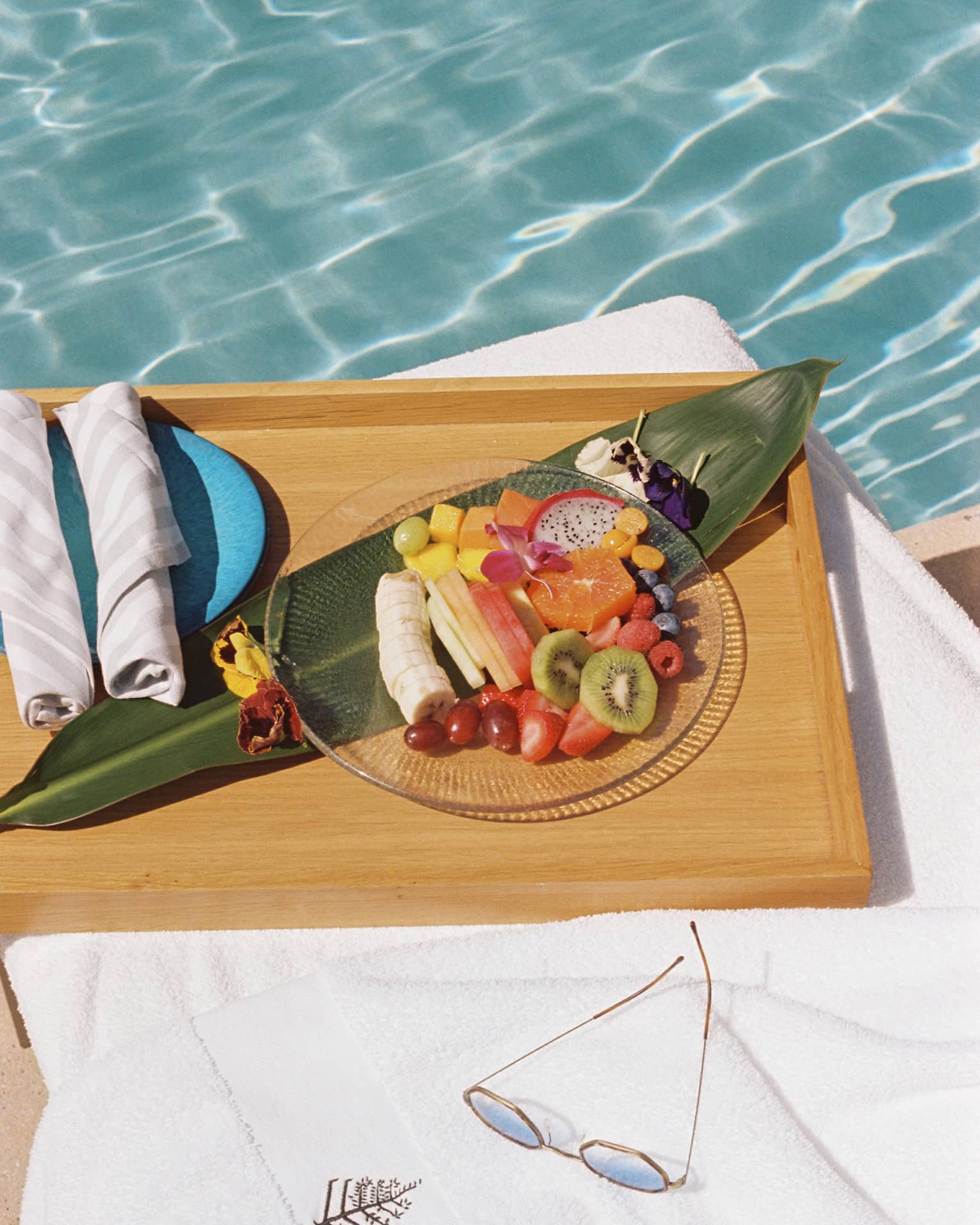 Poolside food at luxury hotel