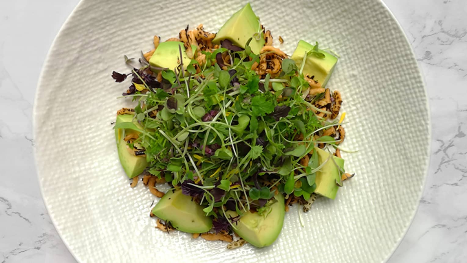 Avocado Salad with Mixed Baby Cresses, Miso Dressing