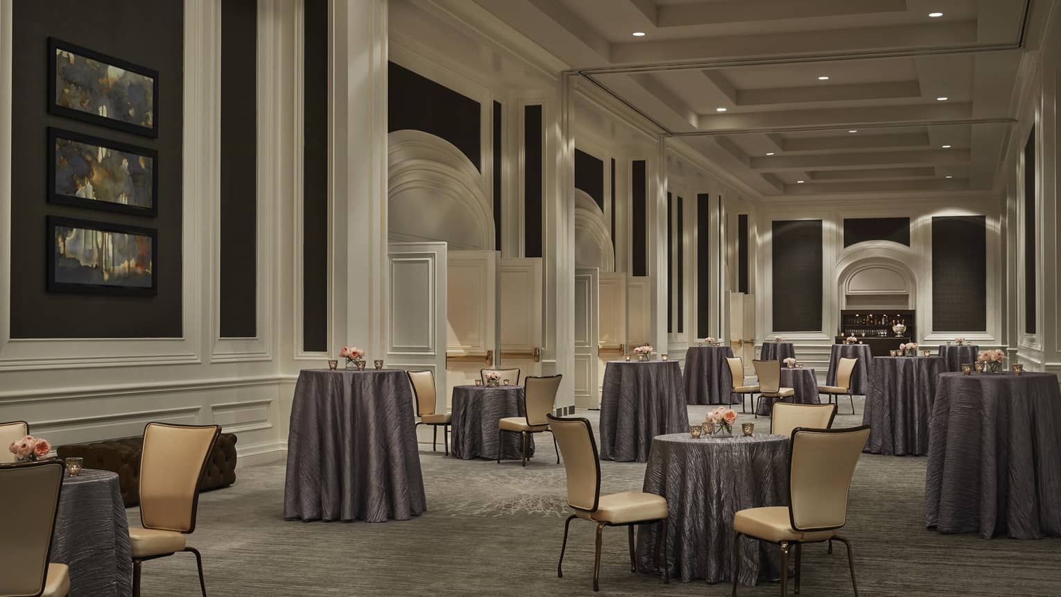 Cocktail tables, chairs in Ballroom pre-function area 