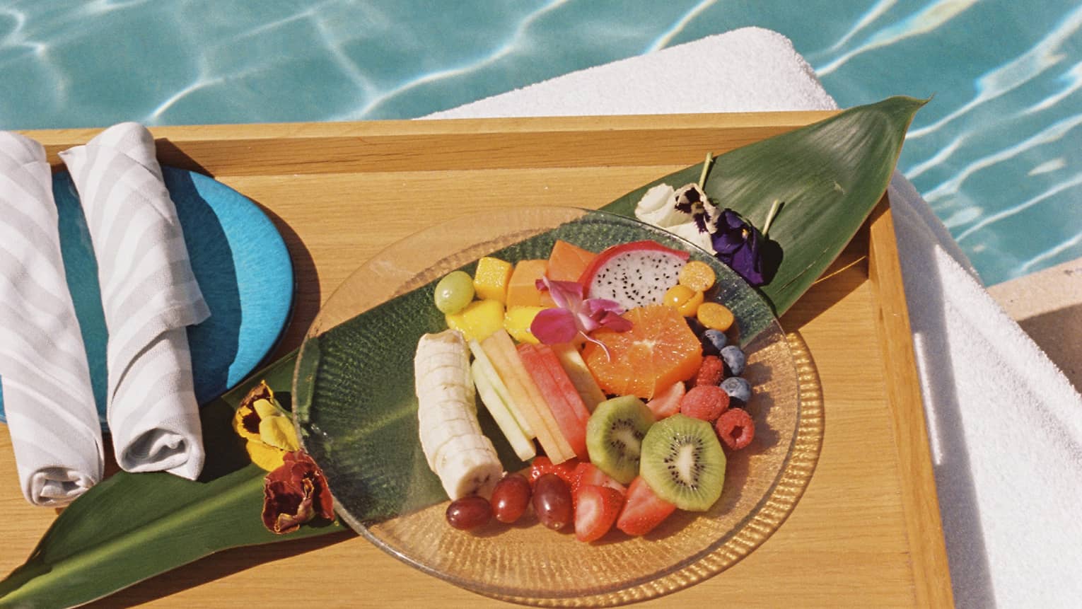 Poolside food at luxury hotel