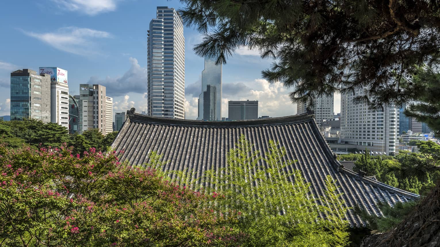 Bongeunsa Temple Gangnam and Seoul skyline