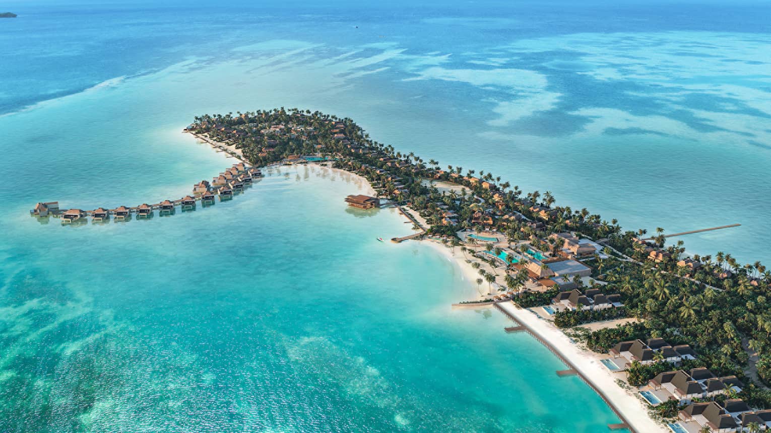 Rendering of aerial view of resort and peninsula