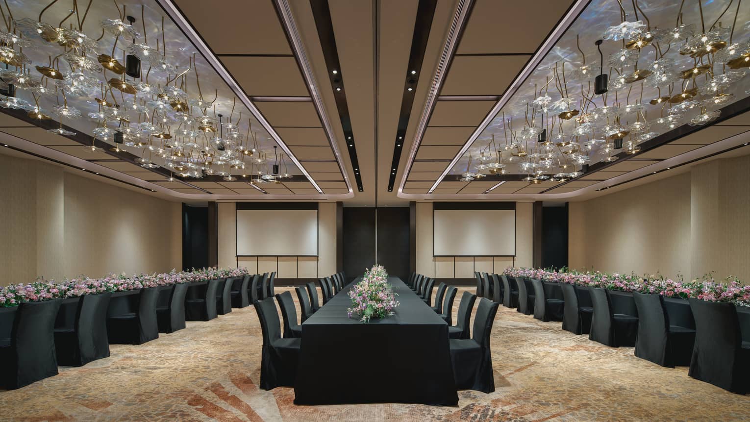 Event venue with three long tables