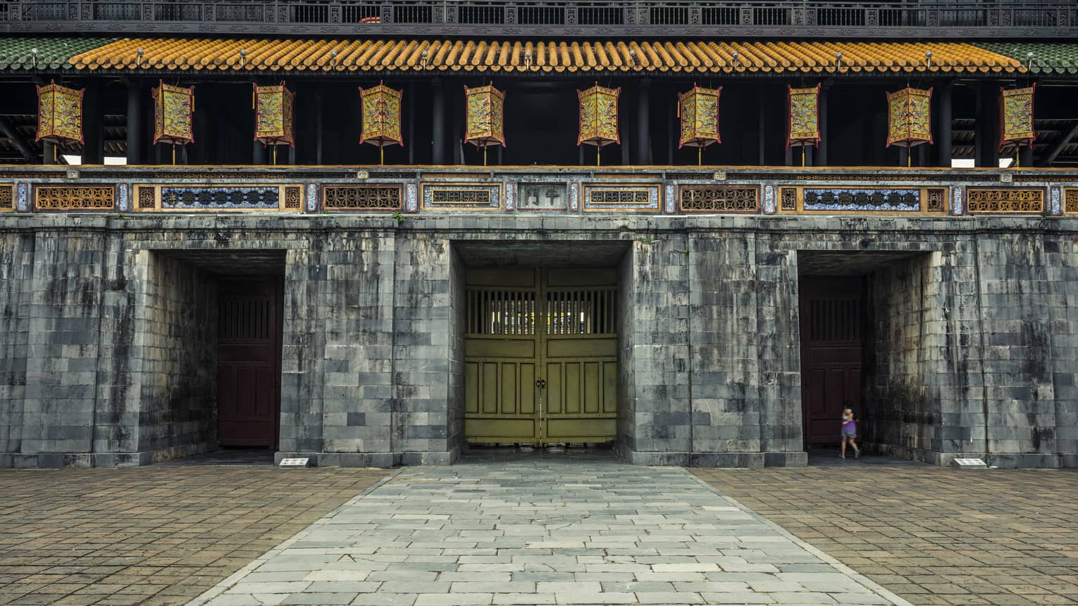 View of entrance to an ornate building in Hue City - Imperial City