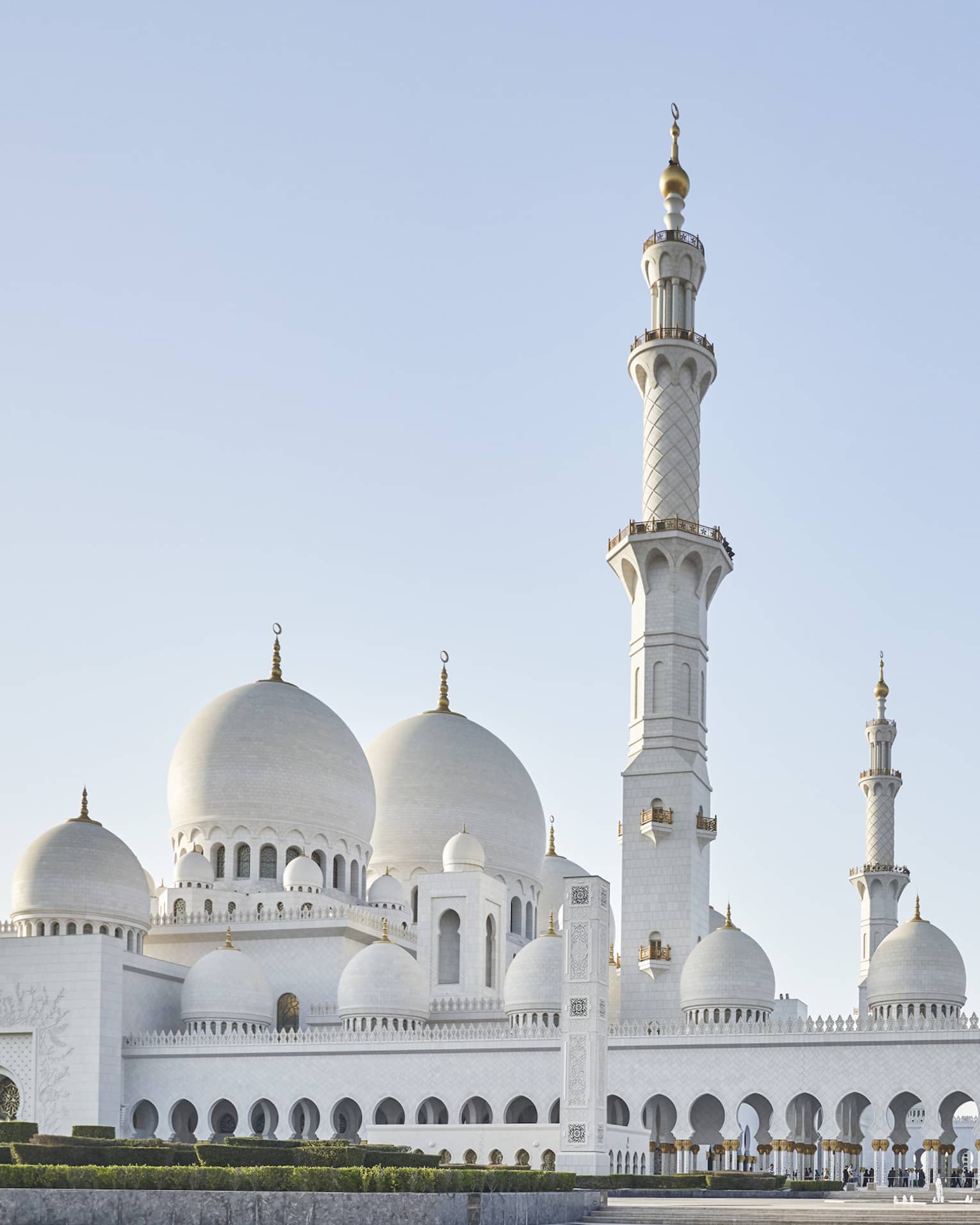 Abu Dhabi's white Grand Mosque shines in the sunlight