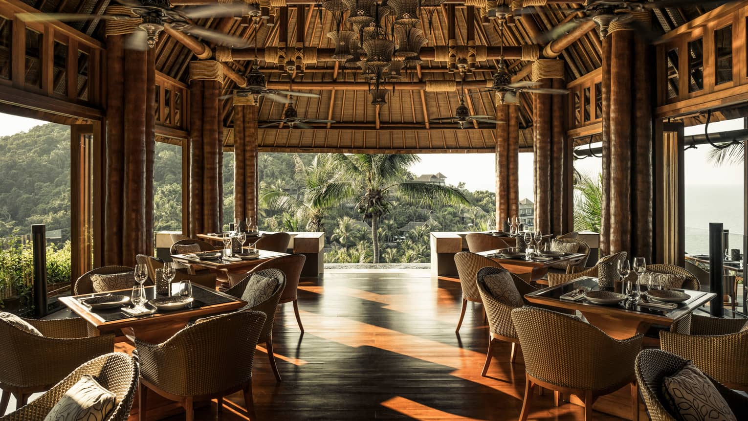 Koh Thai Kitchen and Bar covered dining room with view of the island