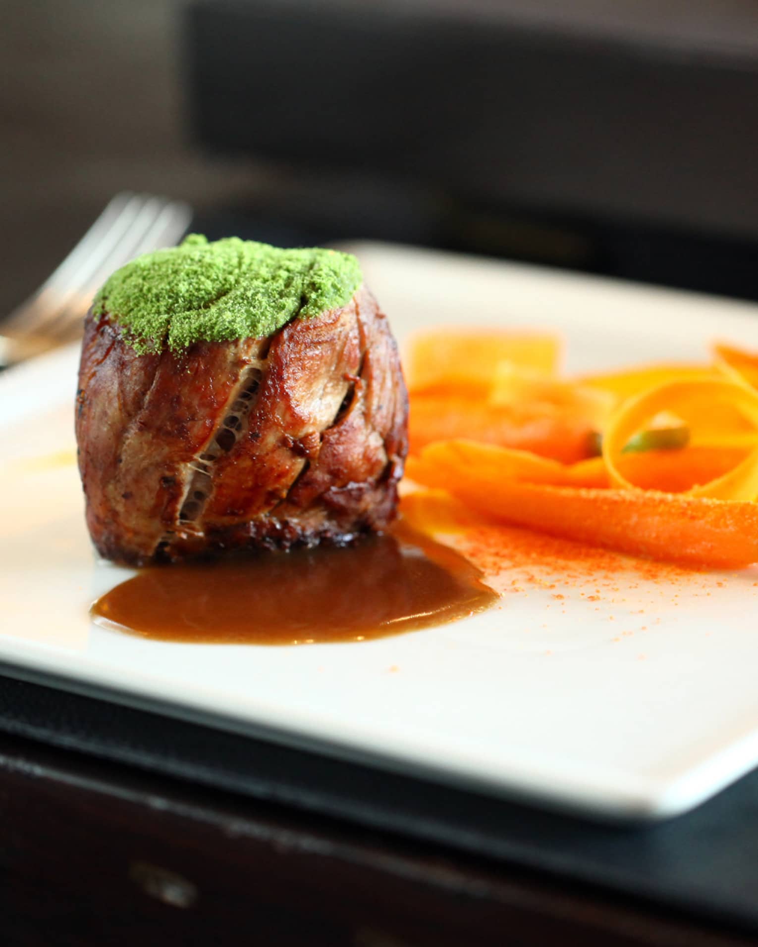 Prime aged beef with demi-glace and carrots