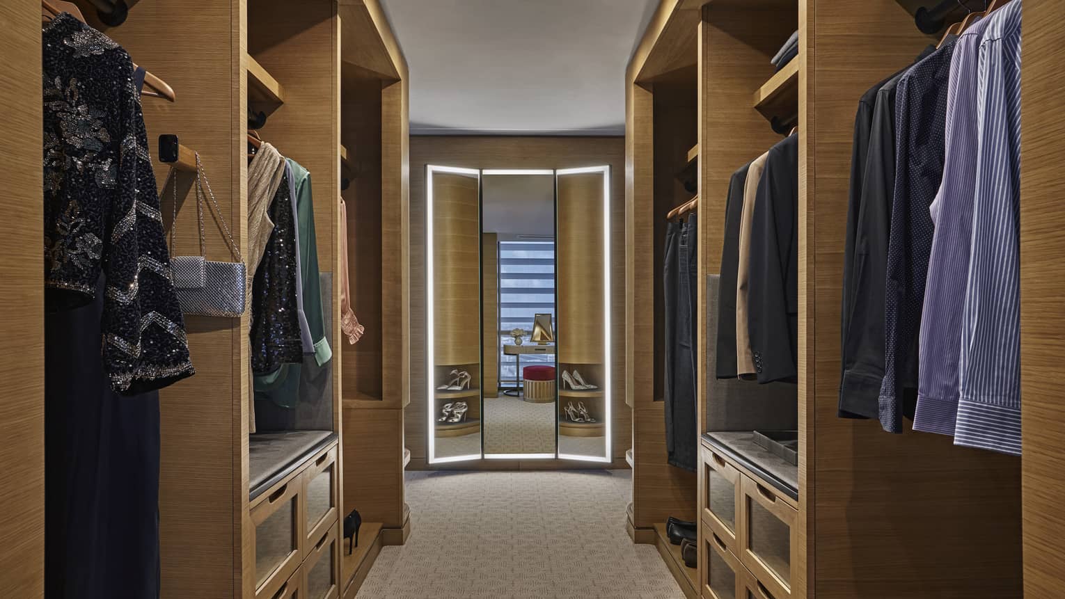 Large walk-in closet with mirror at Four Seasons