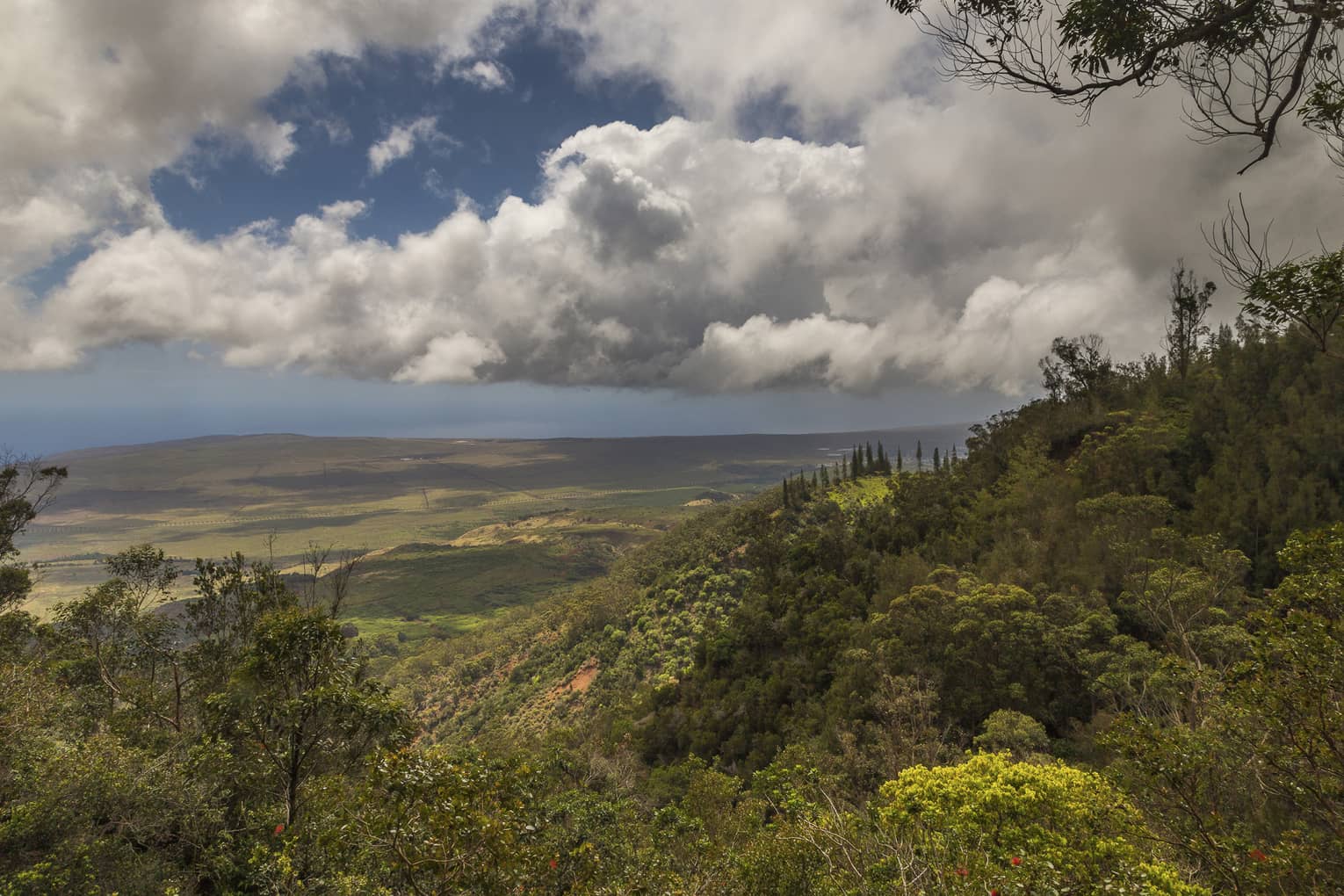 View over green mountains near Four Seasons Resort Hawaii, Lanai at Koele